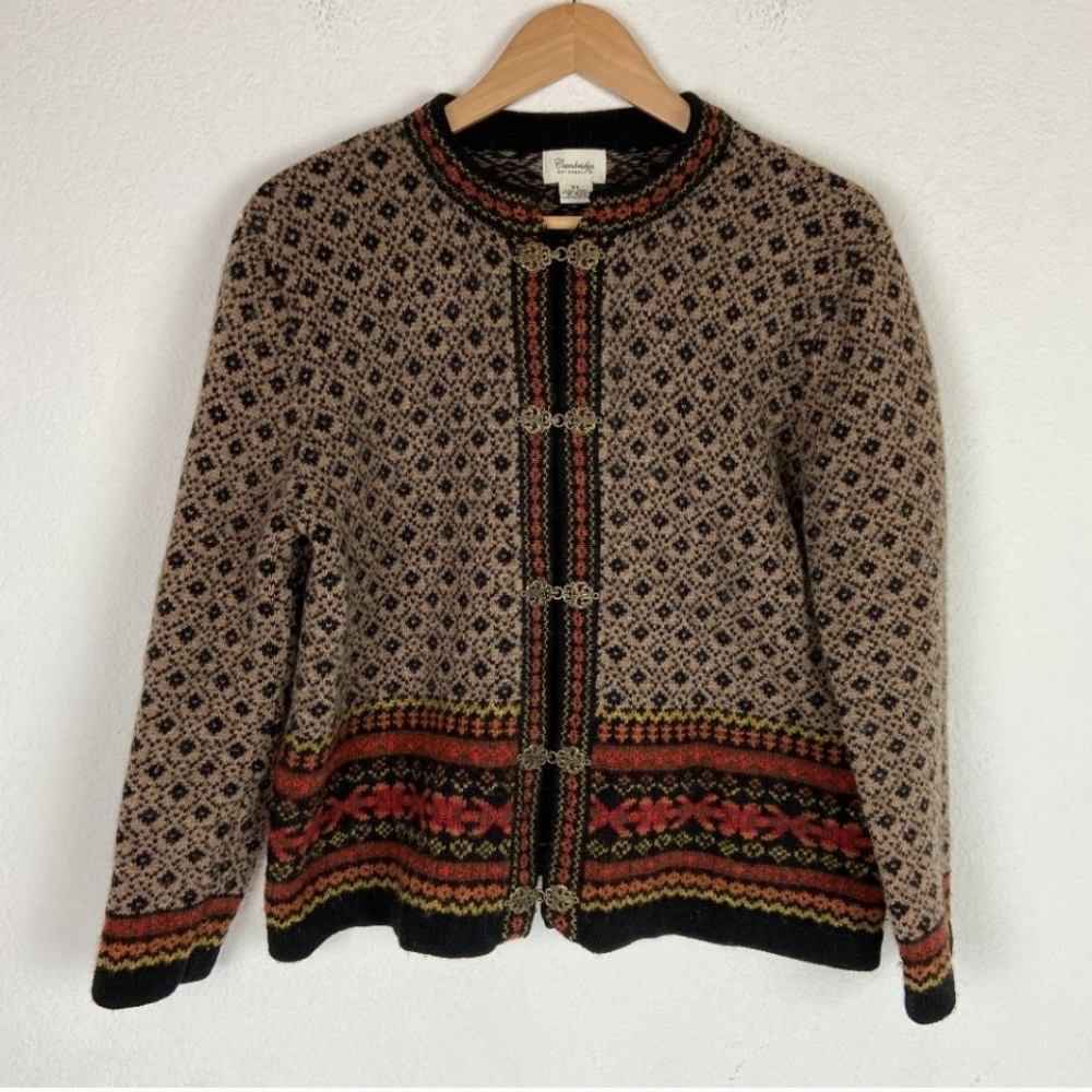 EUC 100% Wool Vintage Cambridge Dry Goods Sweater Jacket- Hook Closure